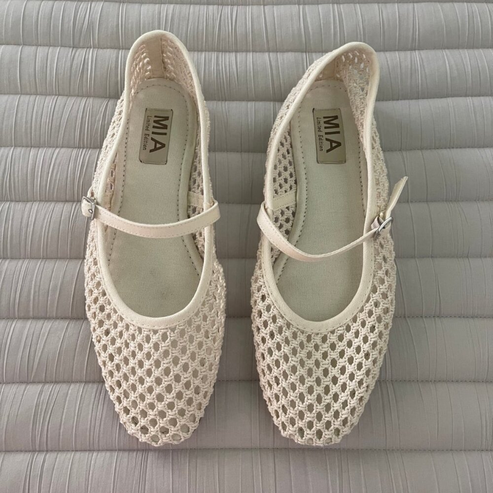 Trending Off White Fishnet Style Mary Jane